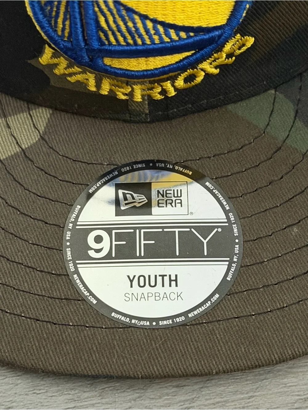 Golden State Warriors Camo New Era 9FIFTY Snapback Hat - Youth